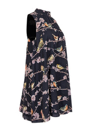 Current Boutique-Ted Baker - Black w/ Bird & Floral Print Sleeveless Mock Neck Dress Sz 8