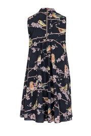 Current Boutique-Ted Baker - Black w/ Bird & Floral Print Sleeveless Mock Neck Dress Sz 8