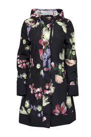 Current Boutique-Ted Baker - Black w/ Multicolor Floral Print Parka Jacket Sz 4