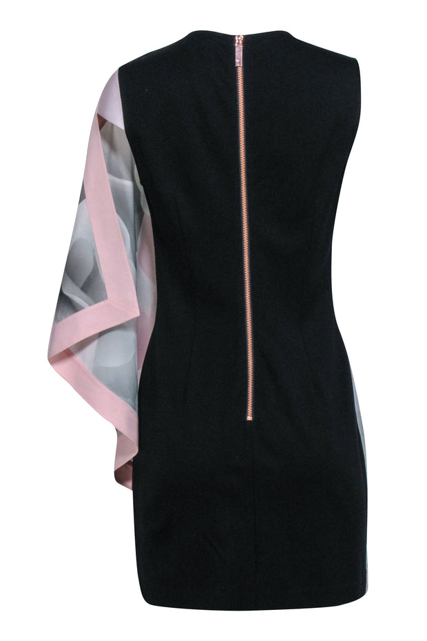 Current Boutique-Ted Baker - Blush Pink Floral Front w/ Black Back Sleeveless Dress Sz 10