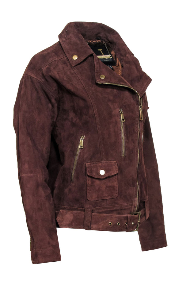 Current Boutique-Ted Baker - Brown Suede Moto Jacket Sz 4