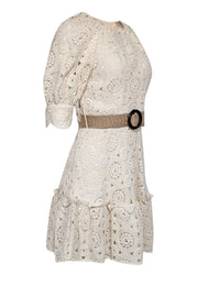 Current Boutique-Ted Baker - Cream Crochet Lace Belted Dress Sz 6