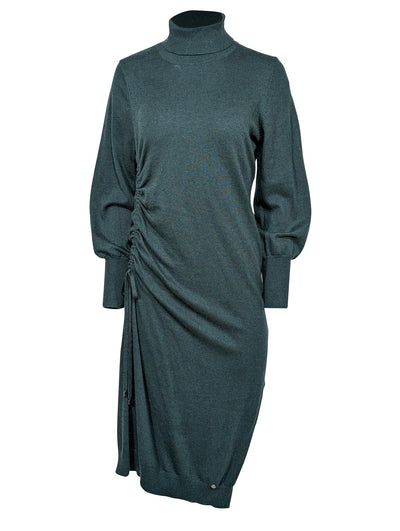 Current Boutique-Ted Baker - Dark Green Ruched Side Turtleneck Dress Sz 4