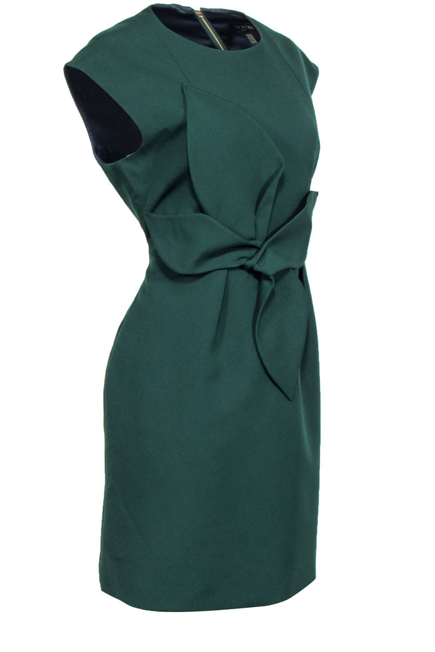 Current Boutique-Ted Baker - Emerald Green Cap Sleeve Dress w/ Oversize Bow Sz 10
