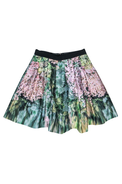 Current Boutique-Ted Baker - Green & Pink Floral Pleated Circle Skirt Sz 8