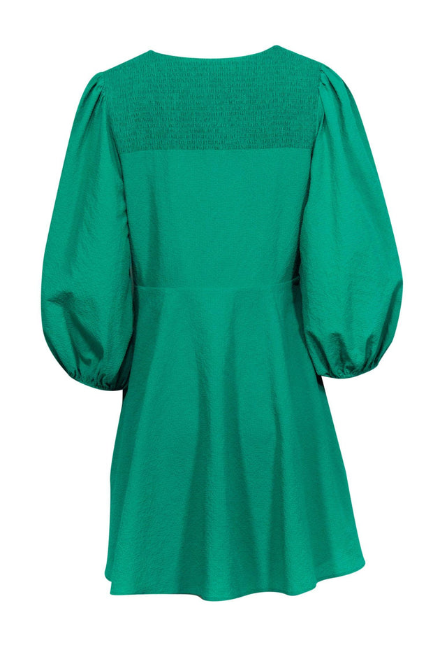 Current Boutique-Ted Baker - Green Textured Tie-Front Mini Dress Sz 10