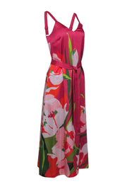 Current Boutique-Ted Baker - Hot Pink Midi Dress w/ Multi-Color Floral Print Sz 0