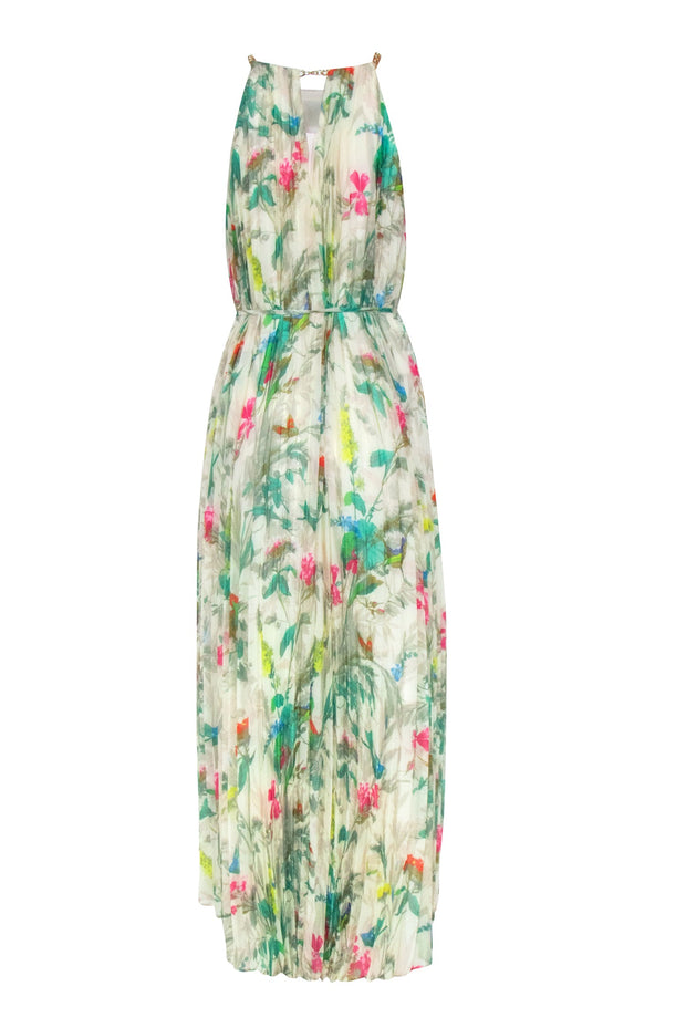 Current Boutique-Ted Baker - Ivory w/ Multi Color Floral Print Pleated Dress Sz 6