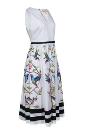 Current Boutique-Ted Baker - Ivory w/ Multicolor Bird Print Sleeveless Dress Sz 8