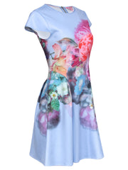 Current Boutique-Ted Baker - Light Blue w/ Multi Color Floral Print Dress Sz 6