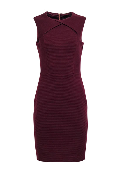 Current Boutique-Ted Baker - Maroon Ribbed Sleeveless Dress Sz 8