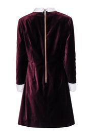 Current Boutique-Ted Baker - Maroon Velvet A-Line Dress w/ Jeweled Peter Pan Collar Sz 10
