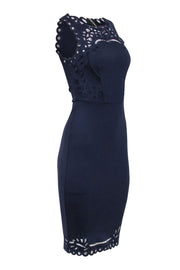 Current Boutique-Ted Baker - Navy Embroidered Trim Sheath Dress Sz 2