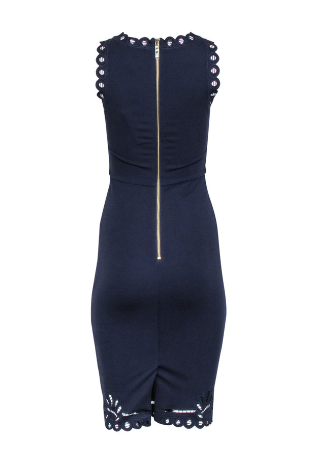 Current Boutique-Ted Baker - Navy Embroidered Trim Sheath Dress Sz 2