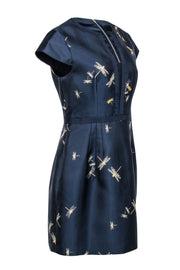 Current Boutique-Ted Baker - Navy & Gold Dragonfly Jacquard Dress Sz 8