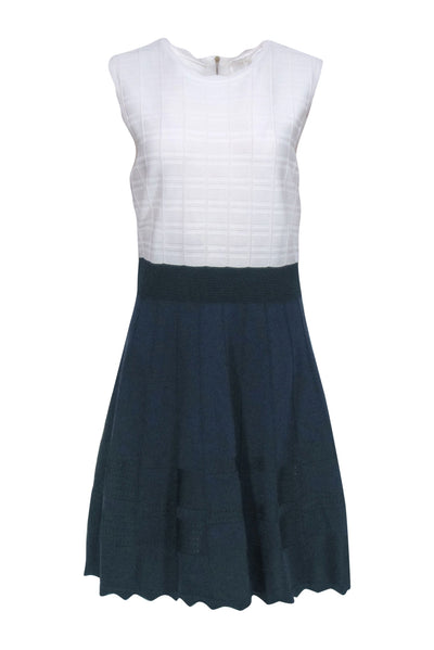 Current Boutique-Ted Baker - Navy & Ivory Knit Sleeveless Dress Sz 10