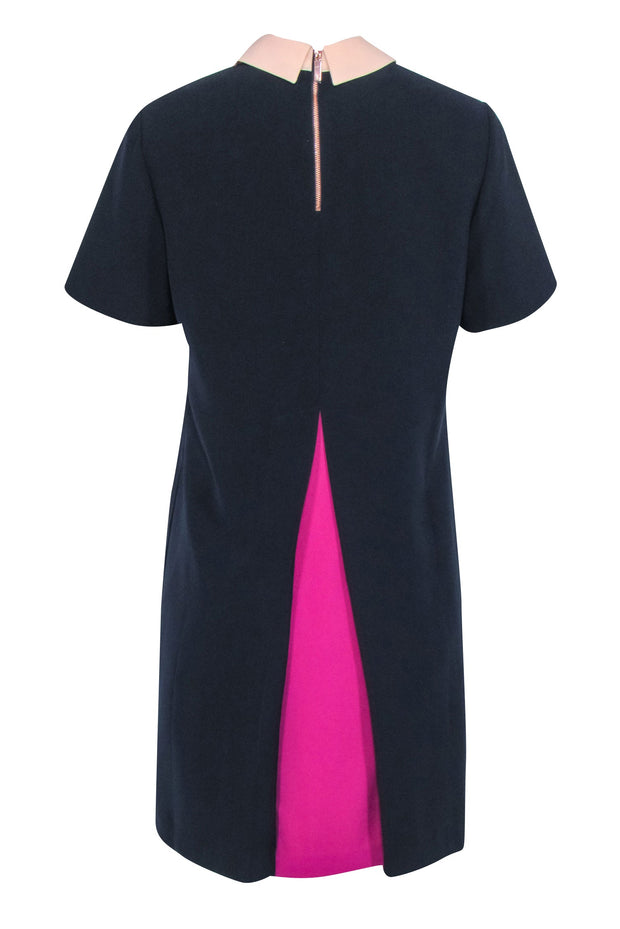 Current Boutique-Ted Baker - Navy Pleated Front Collar Dress Sz 10