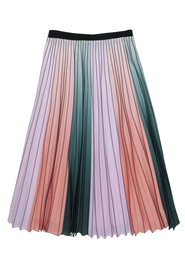 Current Boutique-Ted Baker - Pink, Peach & Green Ombre Accordion Pleated Maxi Skirt Sz 8