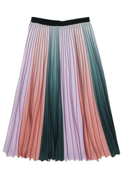 Current Boutique-Ted Baker - Pink, Peach & Green Ombre Accordion Pleated Maxi Skirt Sz 8