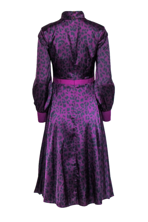 Current Boutique-Ted Baker - Purple & Black Leopard Print Floral Dress Sz 4