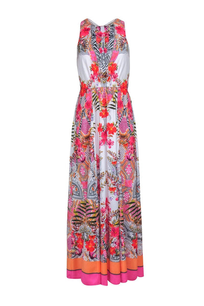 Current Boutique-Ted Baker - White & Multi Color Floral Print Maxi Dress Sz 6