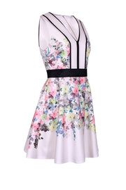 Current Boutique-Ted Baker - White w/ Green & Pink Floral Print Sleeveless Dress Sz 6