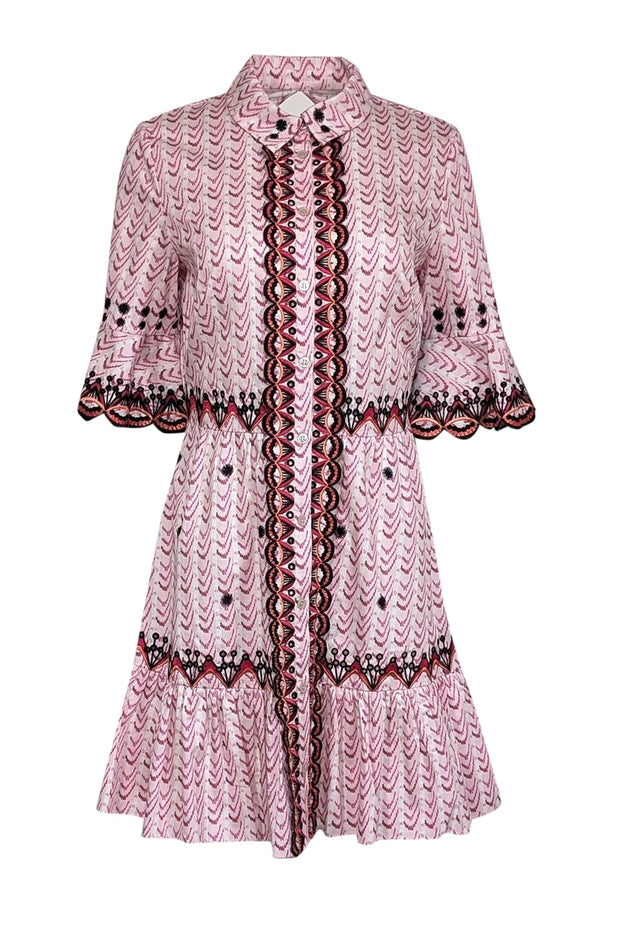 Current Boutique-Temperley London - Washed Mauve, Magenta, & White Print Dress w/ Embroidery Sz 8