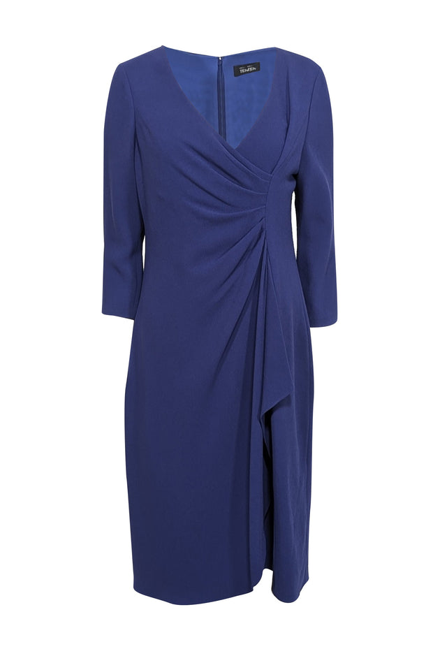 Current Boutique-Teri Jon - Royal Blue Gathered Front Dress Sz 12