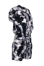 Current Boutique-Thakoon - Black & Grey Tie Dye Short Sleeve Silk Rompers Sz 2