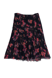 Current Boutique-Thakoon - Black w/ Red Paisley Print Pleated Silk Skirt Sz 0