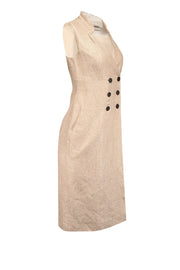 Current Boutique-The Fold - Cream Textured Linen Blend Double Breasted Dress Sz 4