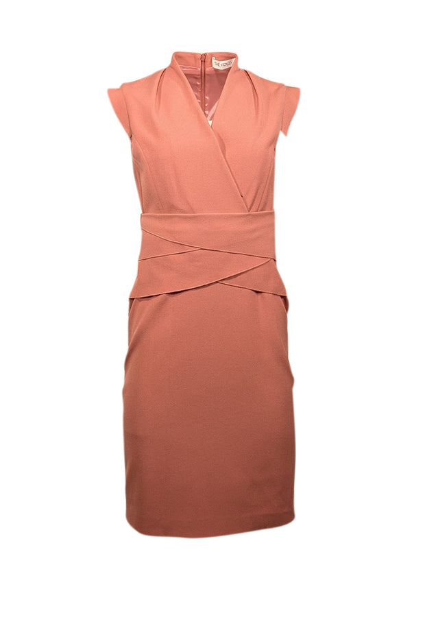 Current Boutique-The Fold - Mauve Pink Stretch Crepe Wrapped Waist Dress Sz 4