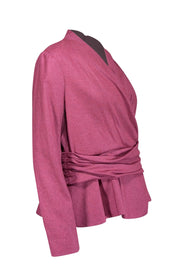 Current Boutique-The Fold - Raspberry Wool Blend Peplum Blouse Sz 14