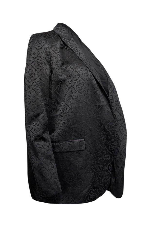 Current Boutique-The Kooples - Black Paisley Silk Blend Jacquard Open Blazer Sz L