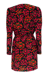 Current Boutique-The Kooples - Black w/ Red & Orange Floral Print Silk Dress Sz L