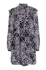 Current Boutique-The Kooples - Black w/ White & Red Floral Print Long Sleeve Dress Sz S