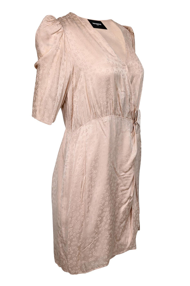 Current Boutique-The Kooples - Blush Pink Floral Satin Jacquard Dress Sz 10