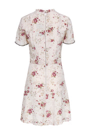Current Boutique-The Kooples - Cream Floral Silk Short Sleeve Mini Dress Sz XS