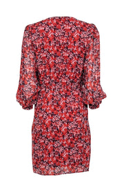 Current Boutique-The Kooples - Red, Maroon, & Pink Floral Print Wrap Dress Sz 2