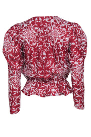 Current Boutique-The Kooples - Red Paisley Print Long Sleeve Wrap Blouse Sz S