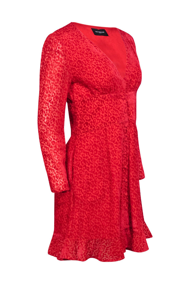 Current Boutique-The Kooples - Red Velvet Leopard Burnout Dress Sz M