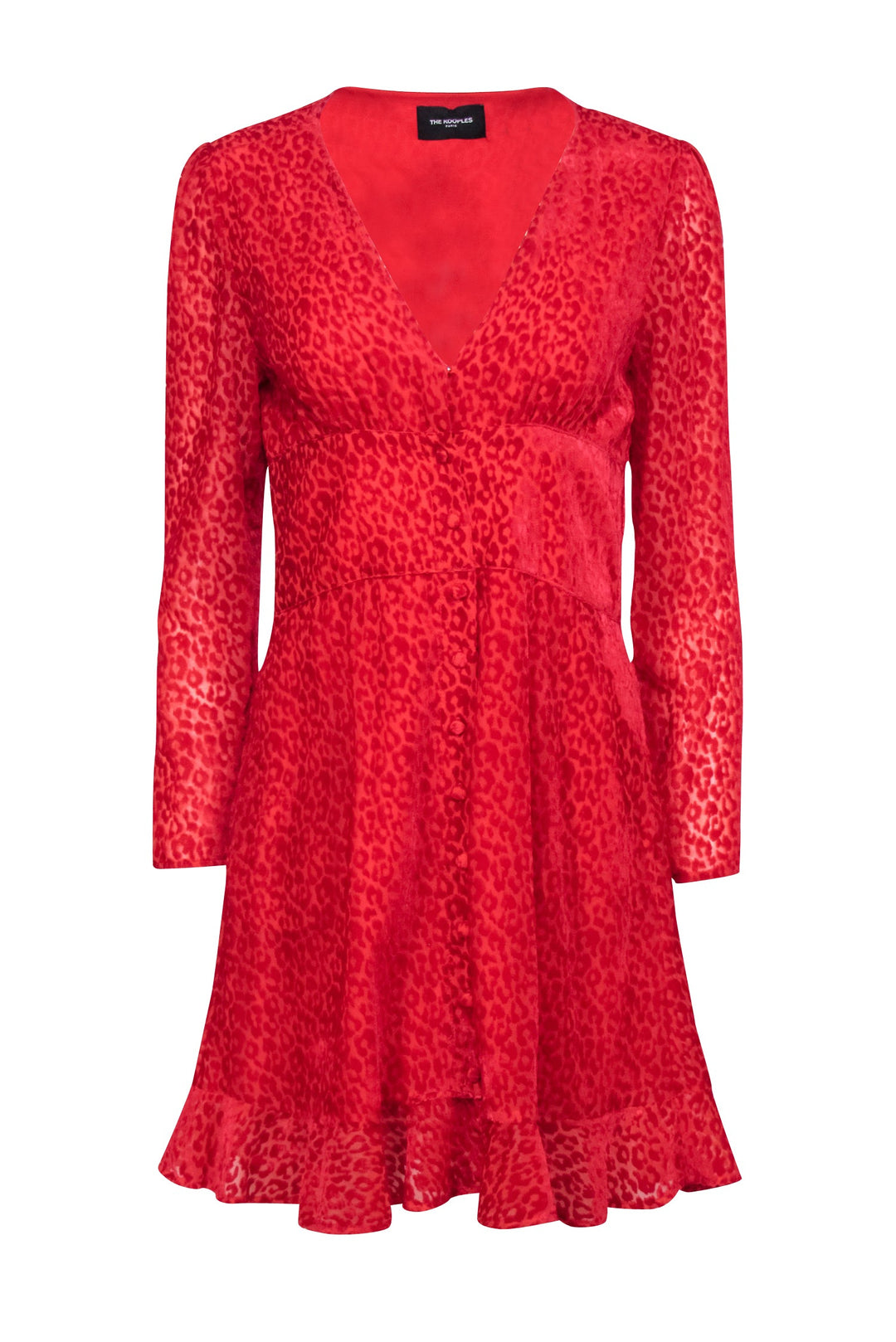 The Kooples - Red Velvet Leopard Burnout Dress Sz M – Current Boutique