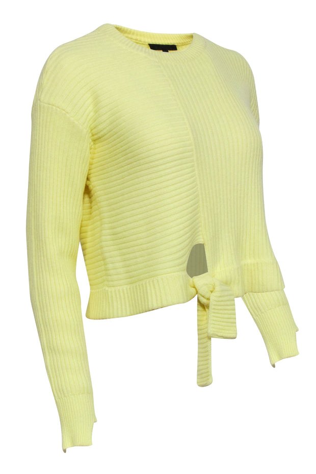 Current Boutique-The Range - Yellow Ribbed Knit Sweater w/ Knotted Hem Sz S