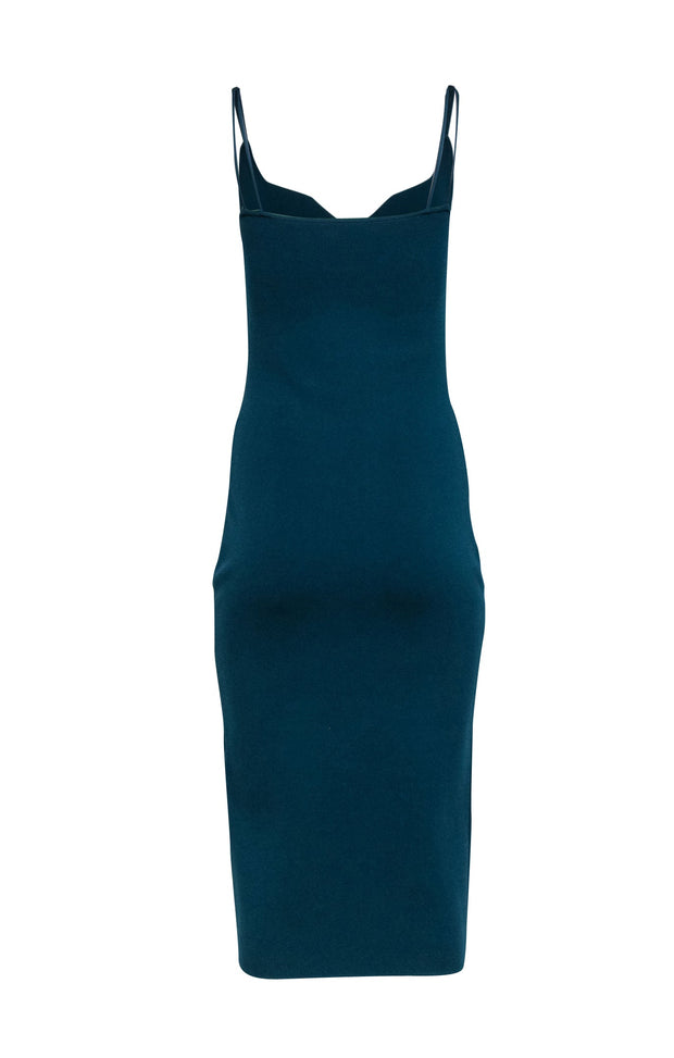Current Boutique-The Sei - Turquoise Ribbed Knit Midi Dress Sz M