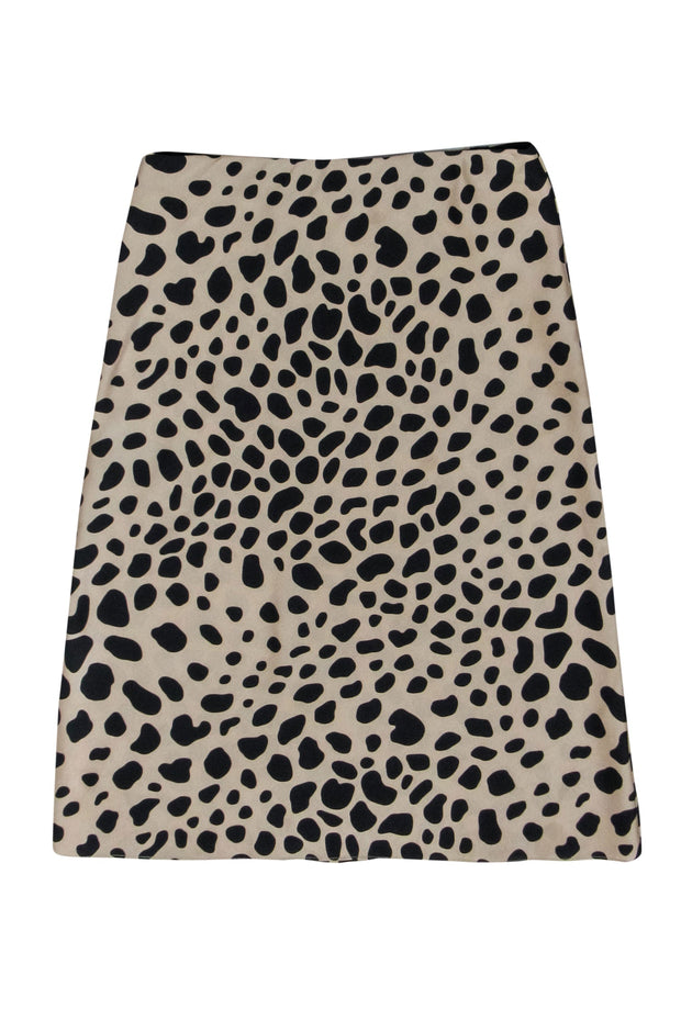 Current Boutique-Theory - Beige & Black Giraffe Print Side Slit Midi Skirt Sz S