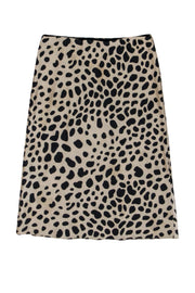 Current Boutique-Theory - Beige & Black Giraffe Print Side Slit Midi Skirt Sz S