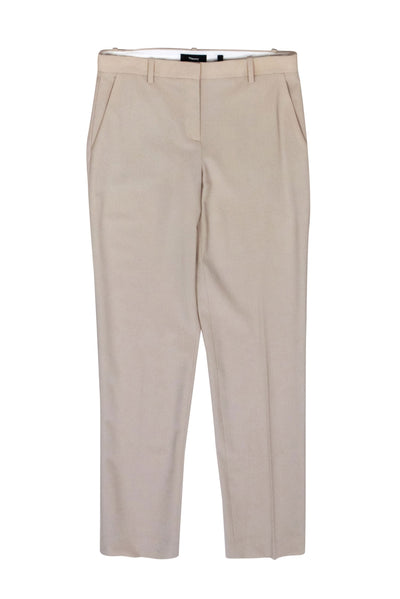 Current Boutique-Theory - Beige Wool Slim Fit Tapered Dress Pants Sz 0