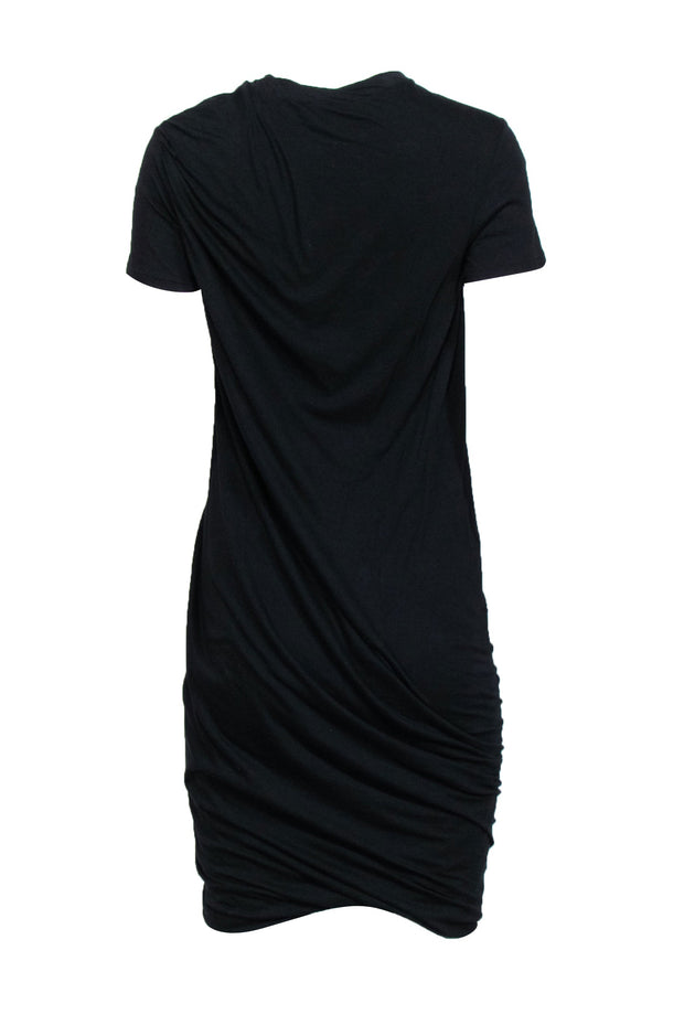 Current Boutique-Theory - Black Drape Twist Short Sleeve Tee Dress Sz M