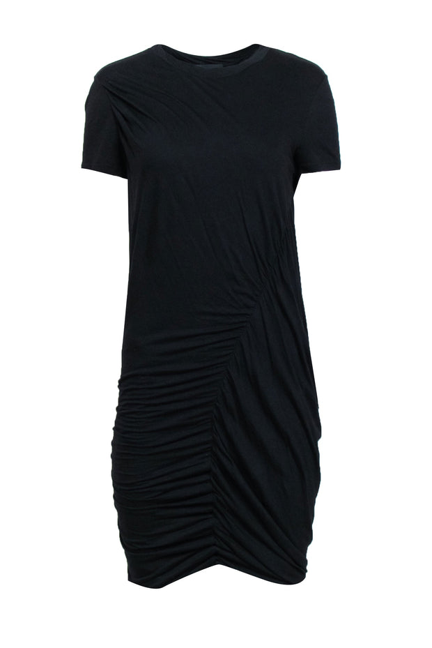 Current Boutique-Theory - Black Drape Twist Short Sleeve Tee Dress Sz M