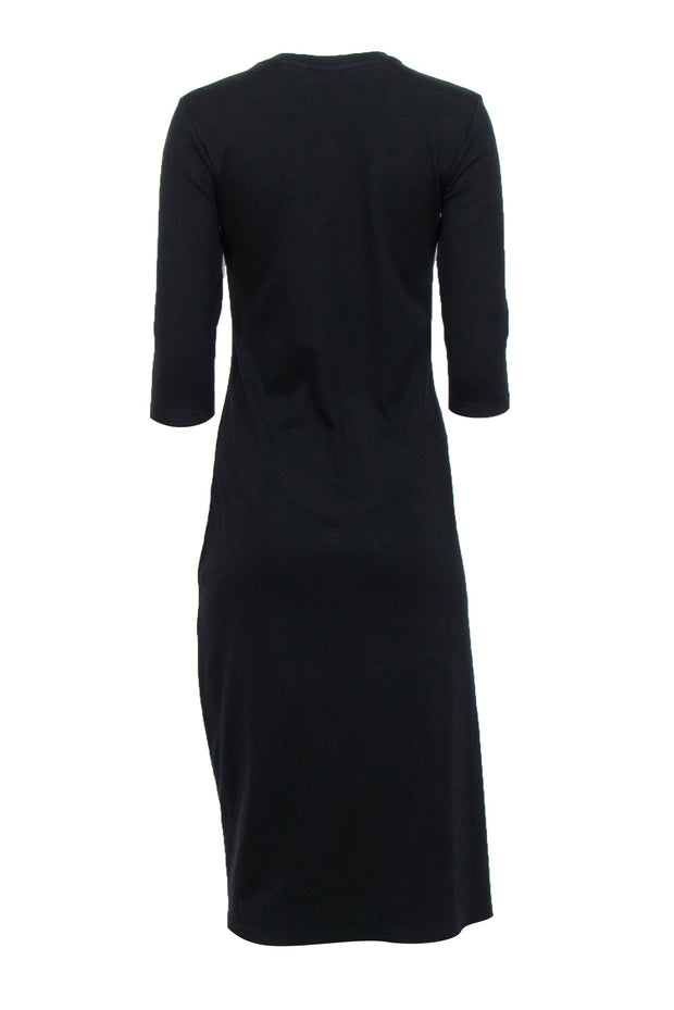 Current Boutique-Theory - Black Knit Midi Dress w/ Buttoned Slit Sz M